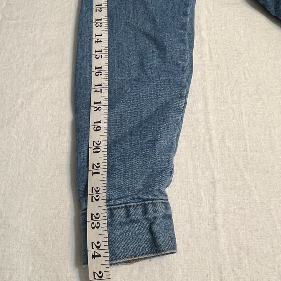 RVCA Men's Sherpa Lined Denim Jacket Size M Blue Jean Trucker Fleece Collar - Picture 7 of 9